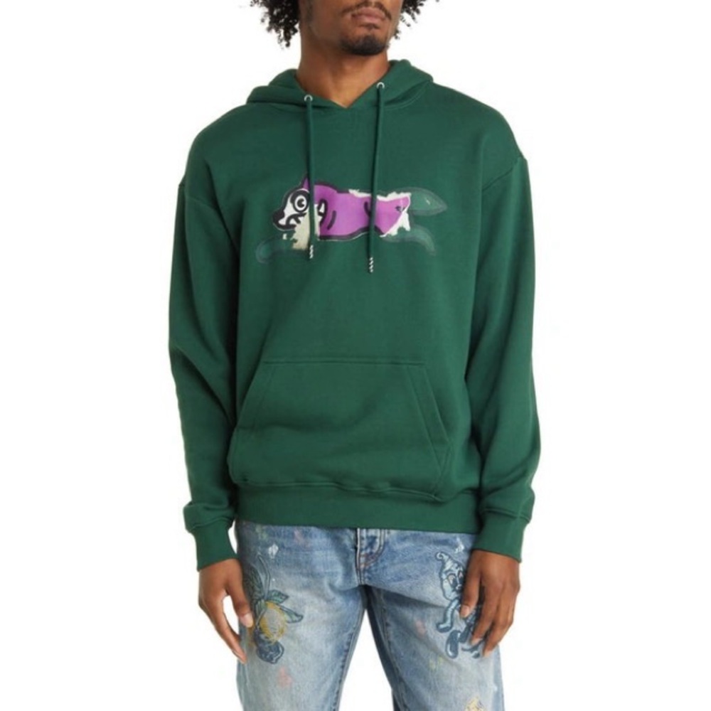 ICECREAM Sticker Hoodie In Dark Green Size Medium